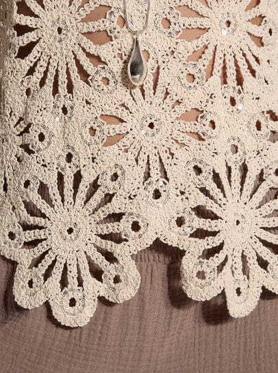 Sequin Crochet Shell Top