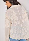 Floral Embroidered Cotton Shirt, Stone, large