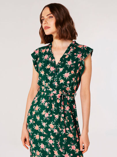 Ditsy Painterly Rose Midi Dress