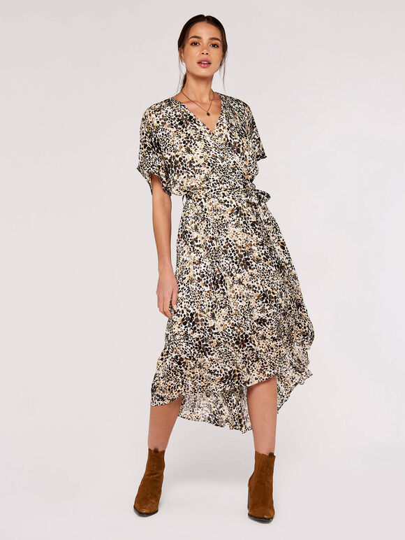 Watercolour Dot Midi Dress, Cream, large