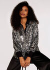 Sequin Button Down Shirt, Light Grey / Silver, large