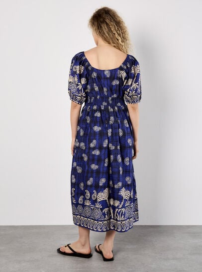 Paisley Print Button Mini Dress