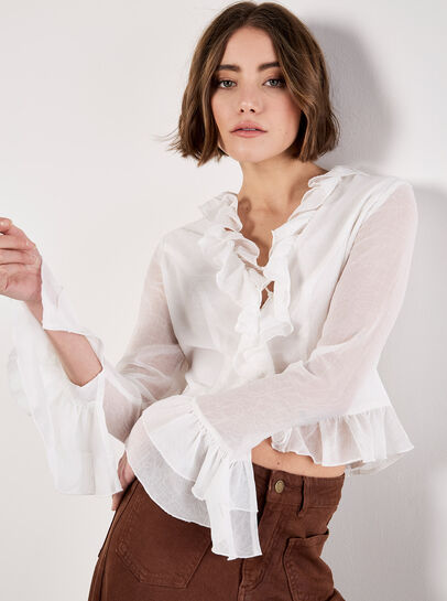 Tie-Up Ruffle Crop Top