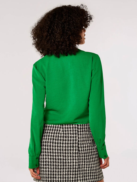 Waist Tie Cropped Top, Green, large