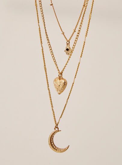 Gold Multichain Moon Necklace