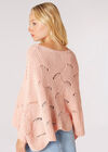 Swirl Knit Poncho Jumper, Coral, large