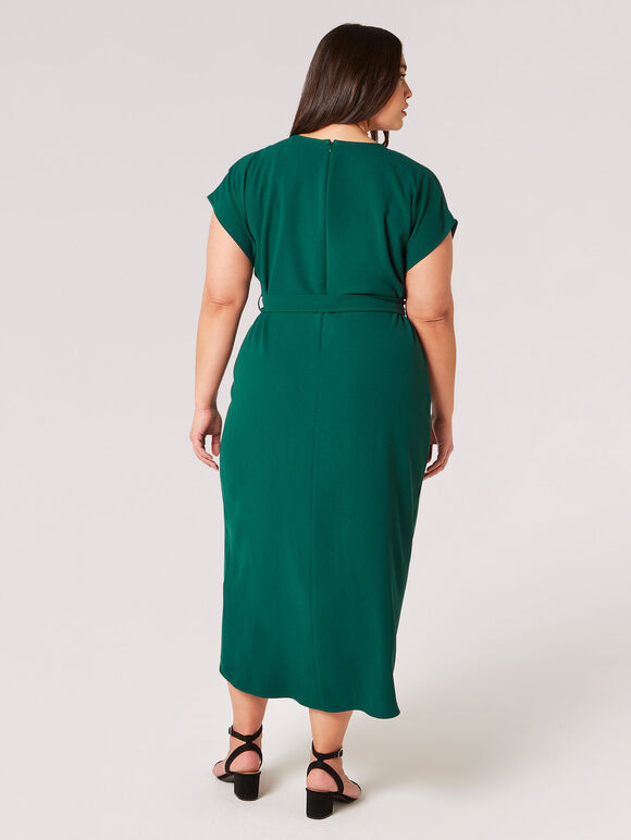 Robe mi-longue portefeuille texturée Curve, Vert, grand