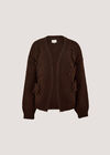 Rose Applique Chunky Knit Cardigan, Brown, large