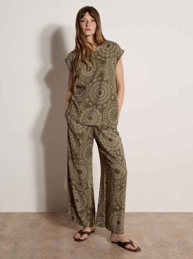 Kaleidoscope Print Woven T-Shirt, Khaki, large