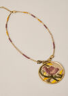 Embroidered Circle Necklace, Yellow, large