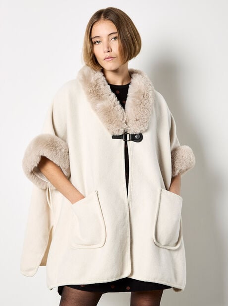 Faux Fur Trim Cape