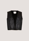 Embossed Paisley Borg-Lined Waistcoat, Black, large