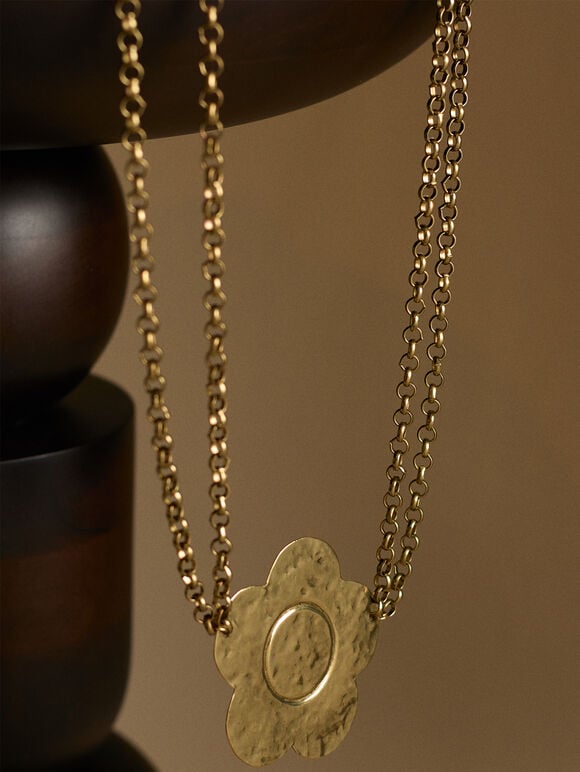 Flower Chain Waist Belt, Gold, large