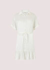 Ruffle Shirt Mini Dress, White, large