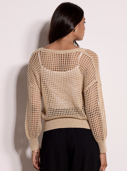 Gold Shimmer Open Knit Jumper