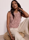 Embroidered Cotton Shell Top, Pink, large