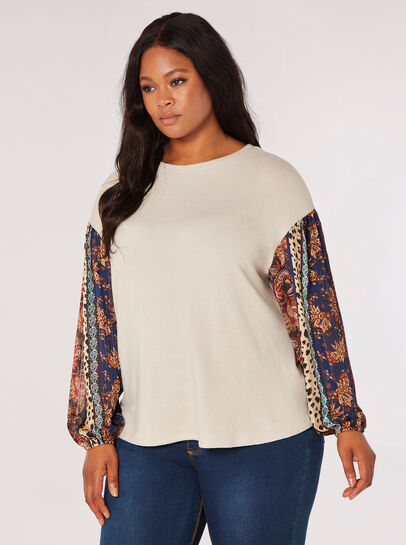 Boho Patchwork Contrast Top