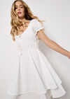 Eyelet Embroidery Tiered Mini Dress, White, large