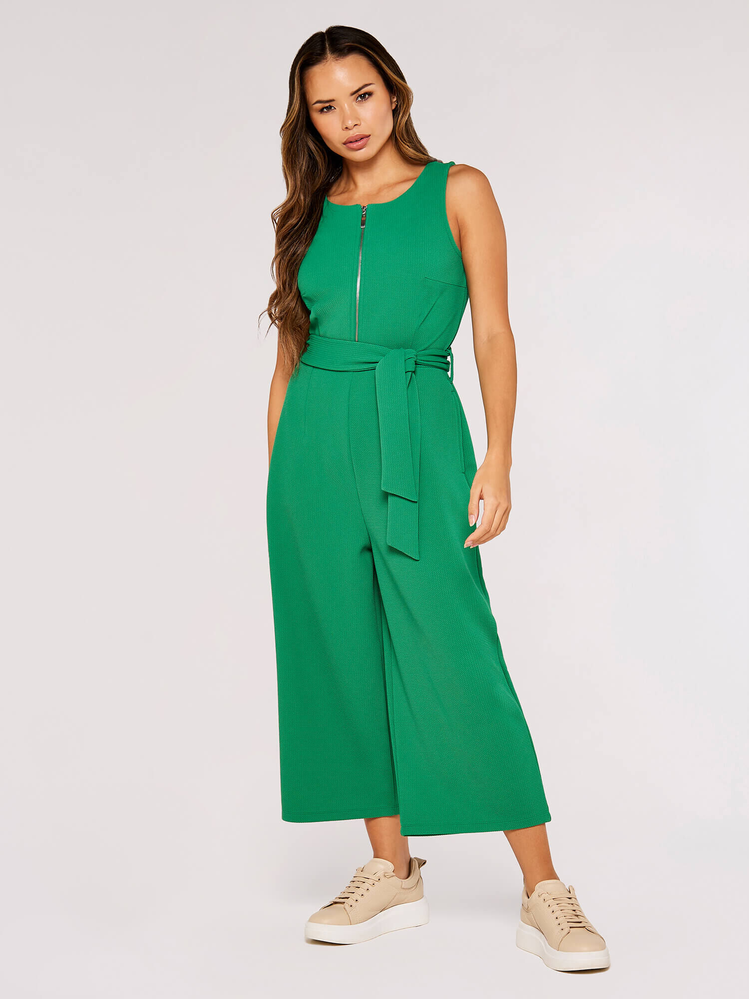 Green zip up jumpsuit outlet