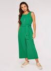 Zip Front Culotte Jumpsuit, Green, large