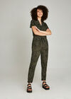 Khaki Animal Print Utility Jumpsuit, Khaki, large