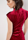 Ruched Velvet Bodycon Mini Dress, Red, large