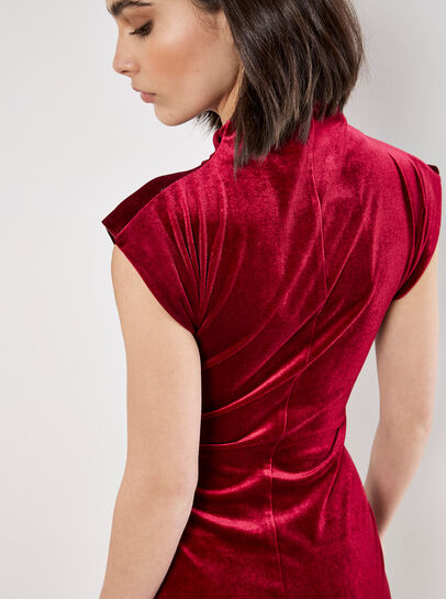 Ruched Velvet Bodycon Mini Dress