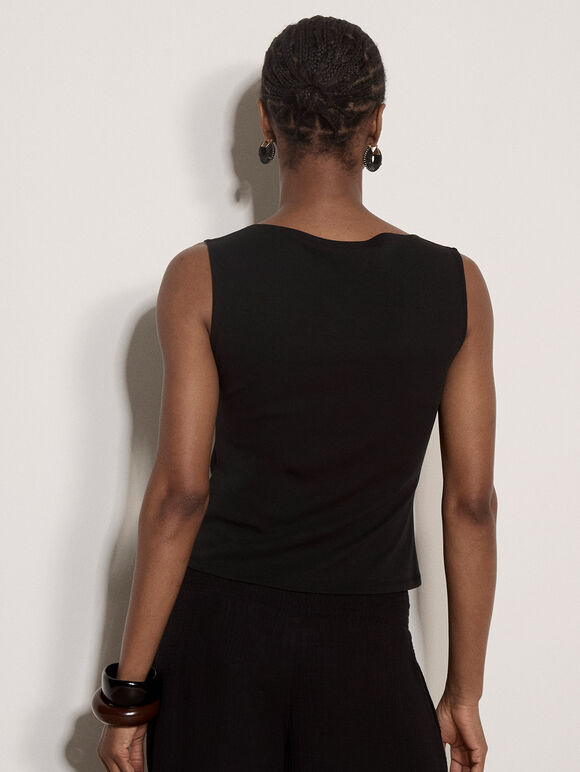 Fine Rib Tank Top, Black, large