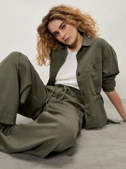 Paper Bag Waist Wide Leg Trousers