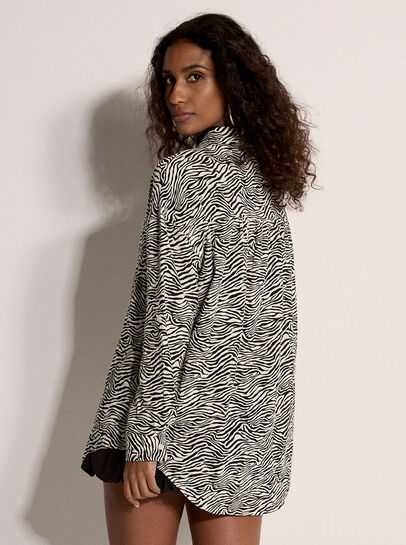 Zebra Print Oversized Cotton Shirt
