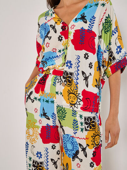 Colourful Sketch Print Culottes