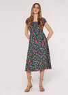 Ditsy Milkmaid Midi Dress, Green, large