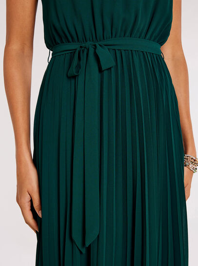 Pleated Skirt Midi Dress
