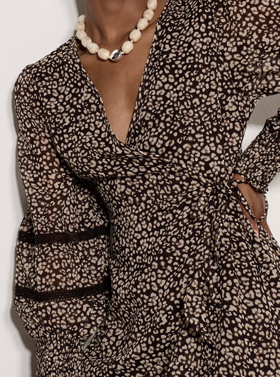 Leopard Print Chiffon Wrap Mini Dress