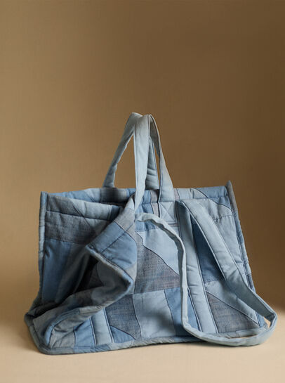 Cotton Denim Patchwork Tote Bag