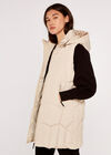 Hooded Zip Puffer Gilet, Stone, large