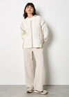 Pointelle Knit Lace Up Jumper, Cream, large