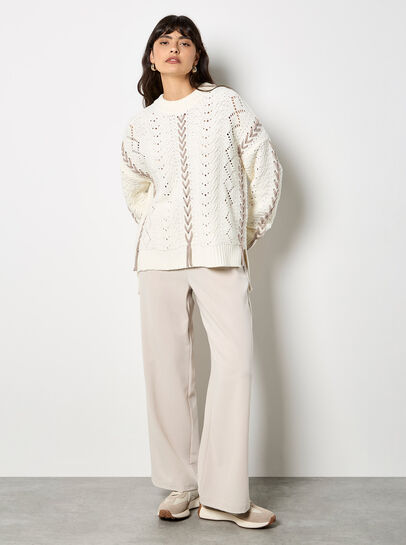 Pointelle Knit Lace Up Jumper