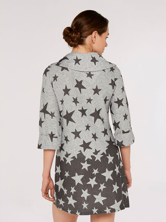 Gradient Stars Border Dress, Grey, large