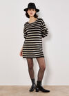 Oversized Stripe Jumper Mini Dress, Black, large