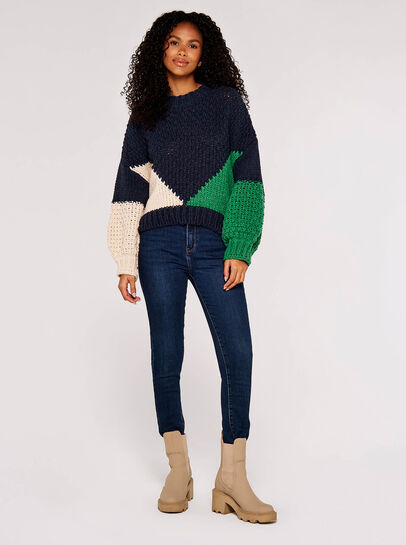 Colour Block Chunky Knit Jumper
