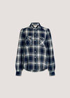 Washed Check Western Shirt, Blue, large
