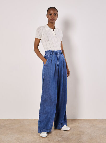 Pointelle Knit Polo T-Shirt