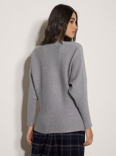 Diamante Embellished Ribbed Jumper