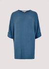 Waffle Knit Top, Blue, large