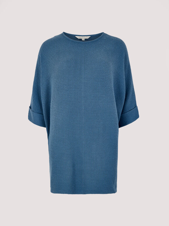 Waffle Knit Top, Blue, large