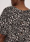 Button Back Animal Print Woven T-Shirt, Stone, large