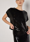 Sequin Bias Cut Midaxi Skirt, Black, large