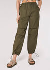 Pleat Tie Cargo Trousers, Khaki, large