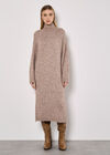Oversized Fluffy Jumper Midi Dress, Stone, large